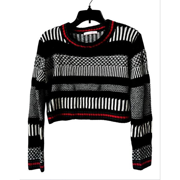 Lulumari Black White Knit Striped Cropped Sweater Top Women’s Medium Y2K Retro - Picture 2 of 7